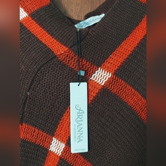 NEW Ladies Arianna Sweater / Shawl Orange & Brown OS - Picture 2 of 3